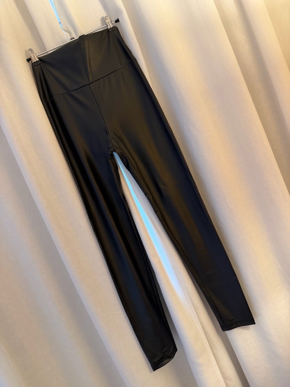 Faux Leather Black High-Waist Stretch Leggings